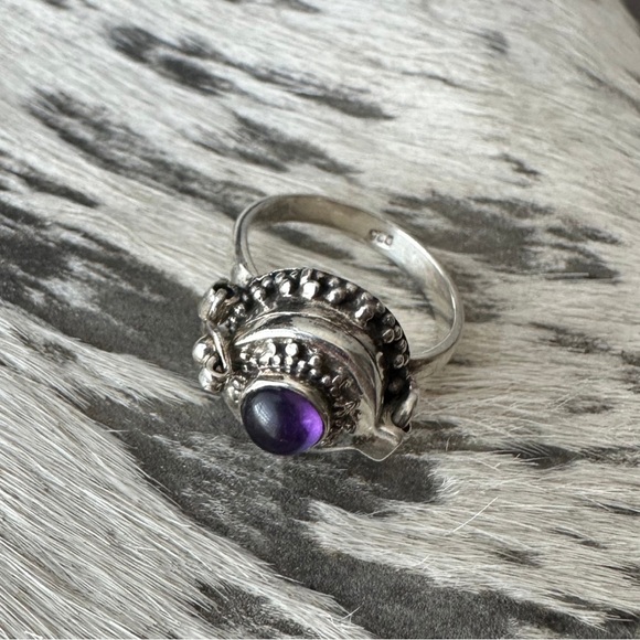 NEW Amethyst Poison Ring 925 Sterling Silver Stamped ✨ SIZE 5.5 - Picture 2 of 5